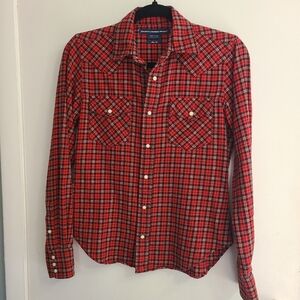 Ralph Lauren Sport, Women Western Holidays Weekends Red Trendy Plaid Shirt Sz 4